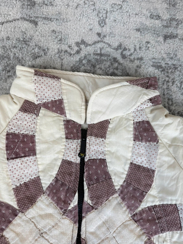 Veste en quilt crop style sportswear design unique vintage fait main upcyclé retravaillé n•632