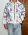 Veste en quilt crop style sportswear design unique vintage fait main upcyclé retravaillé n•634