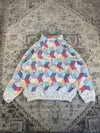 Veste en quilt crop style sportswear design unique vintage fait main upcyclé retravaillé n•634