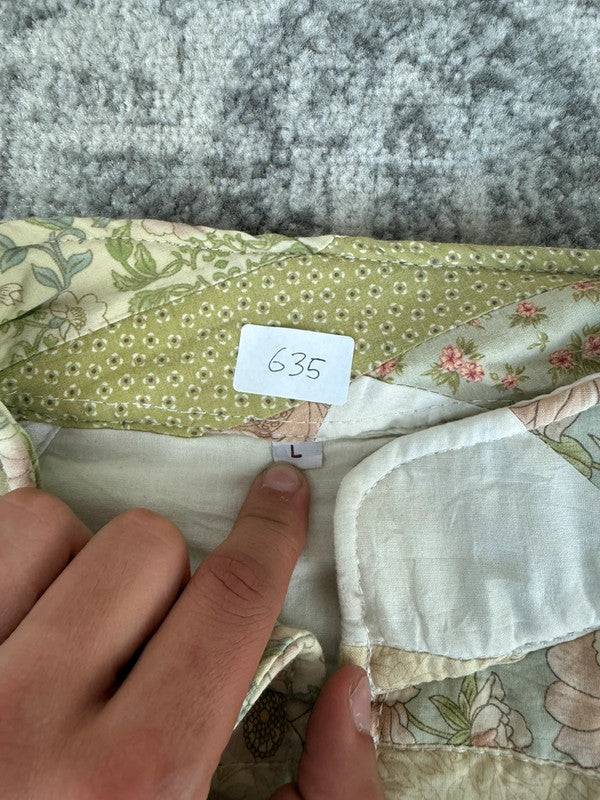 Veste en quilt crop style sportswear design unique vintage fait main upcyclé retravaillé n•635