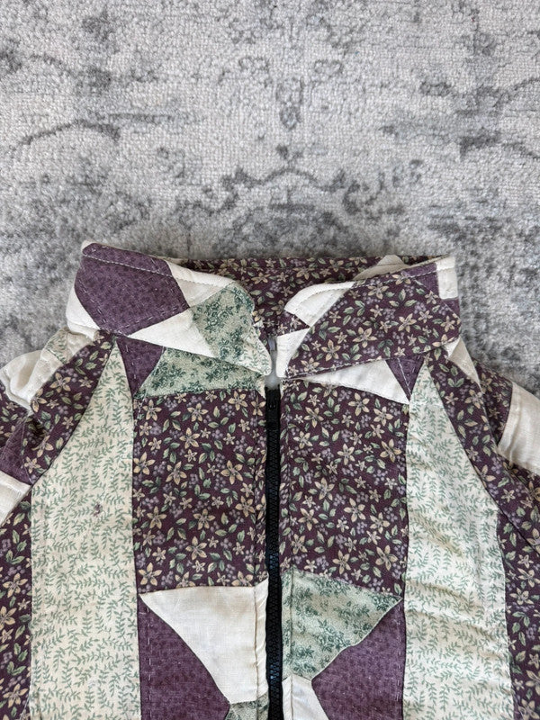 Veste en quilt crop style sportswear design unique vintage fait main upcyclé retravaillé n•636