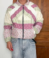 Veste en quilt crop style sportswear design unique vintage fait main upcyclé retravaillé n•639