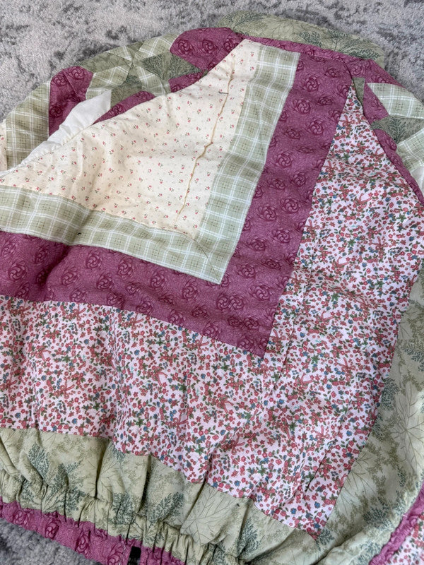 Veste en quilt crop style sportswear design unique vintage fait main upcyclé retravaillé n•639