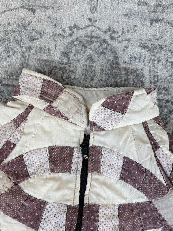 Veste en quilt crop style sportswear design unique vintage fait main upcyclé retravaillé n•641