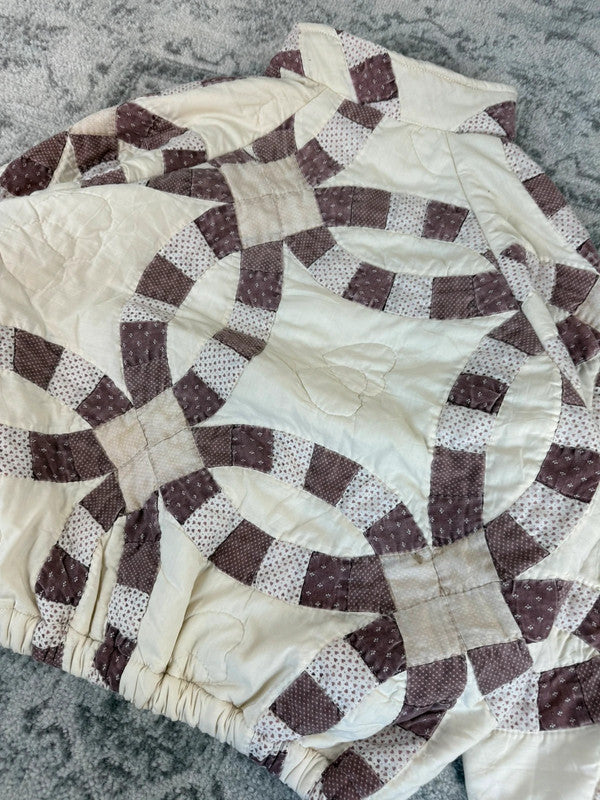 Veste en quilt crop style sportswear design unique vintage fait main upcyclé retravaillé n•641