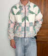 Veste en quilt crop style sportswear design unique vintage fait main upcyclé retravaillé n•642