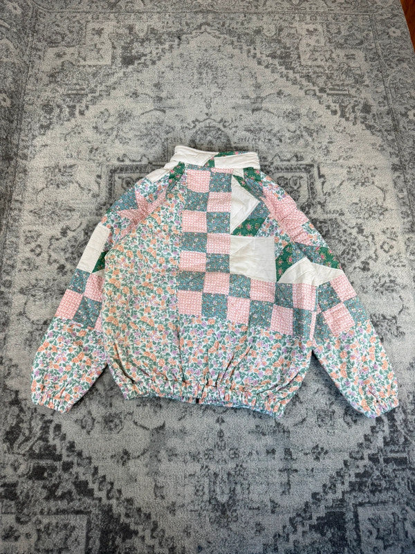 Veste en quilt crop style sportswear design unique vintage fait main upcyclé retravaillé n•642