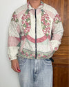 Veste en quilt crop style sportswear design unique vintage fait main upcyclé retravaillé n•643