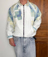 Veste en quilt crop style sportswear design unique vintage fait main upcyclé retravaillé n•644