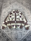 Veste en quilt crop style sportswear design unique vintage fait main upcyclé retravaillé n•645