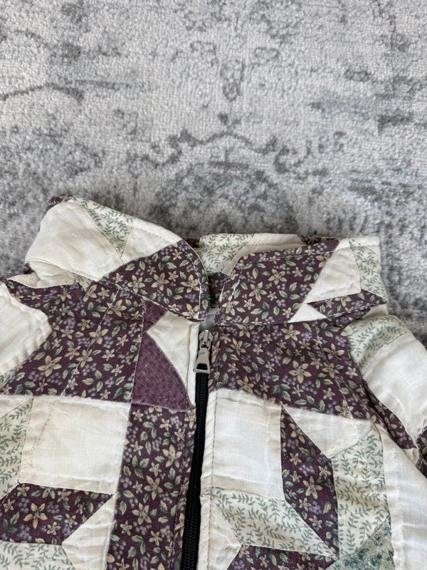 Veste en quilt crop style sportswear design unique vintage fait main upcyclé retravaillé n•645