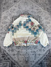 Veste en quilt crop style sportswear design unique vintage fait main upcyclé retravaillé n•647