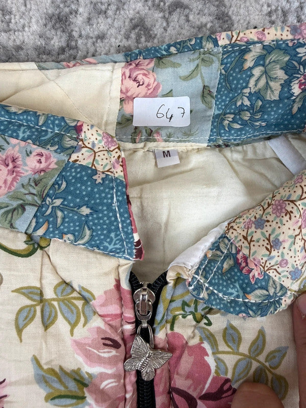 Veste en quilt crop style sportswear design unique vintage fait main upcyclé retravaillé n•647