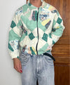 Veste en quilt crop style sportswear design unique vintage fait main upcyclé retravaillé n•650