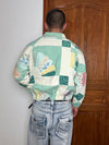 Veste en quilt crop style sportswear design unique vintage fait main upcyclé retravaillé n•650