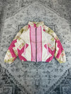 Veste en quilt crop style sportswear design unique vintage fait main upcyclé retravaillé n•652