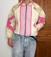 Veste en quilt crop style sportswear design unique vintage fait main upcyclé retravaillé n•652
