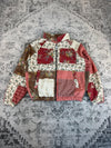 Veste en quilt crop style sportswear design unique vintage fait main upcyclé retravaillé n•653
