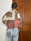 Veste en quilt crop style sportswear design unique vintage fait main upcyclé retravaillé n•653