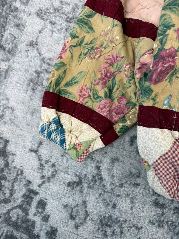 Veste en quilt crop style sportswear design unique vintage fait main upcyclé retravaillé n•654