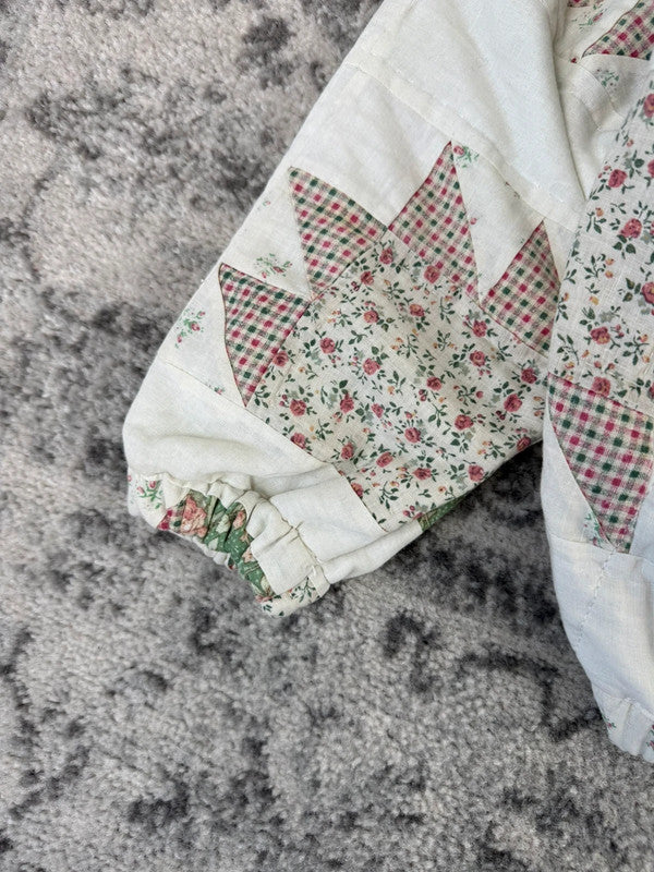 Veste en quilt crop style sportswear design unique vintage fait main upcyclé retravaillé n•657