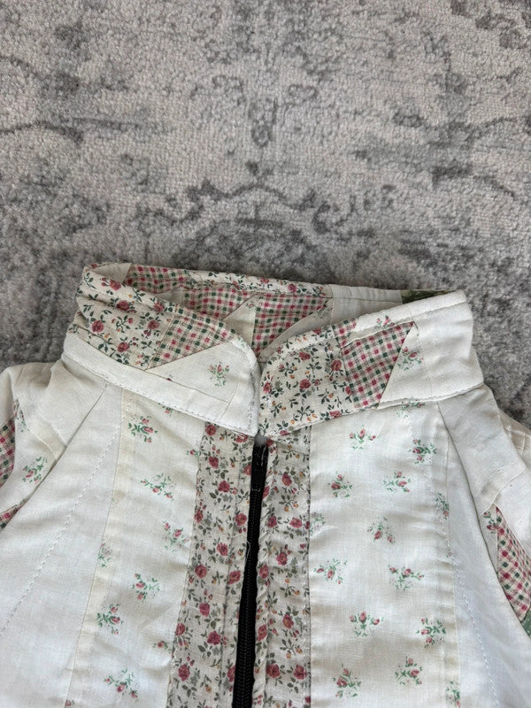 Veste en quilt crop style sportswear design unique vintage fait main upcyclé retravaillé n•657