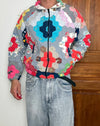 Veste en quilt crop style sportswear design unique vintage fait main upcyclé retravaillé n•658