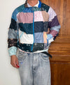 Veste en quilt crop style sportswear design unique vintage fait main upcyclé retravaillé n•661