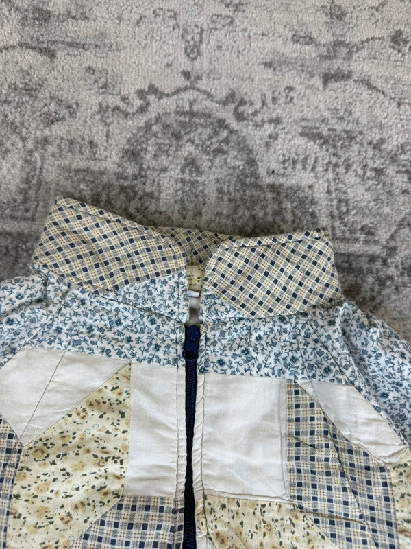 Veste en quilt crop style sportswear design unique vintage fait main upcyclé retravaillé n•662