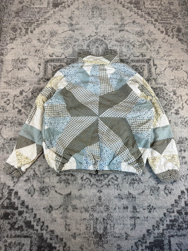 Veste en quilt crop style sportswear design unique vintage fait main upcyclé retravaillé n•662