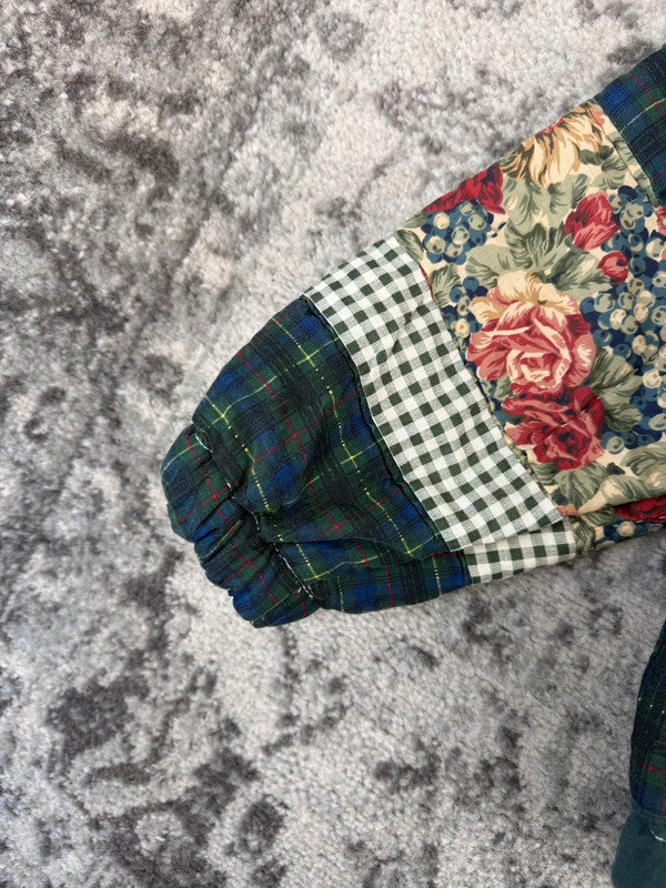 Veste en quilt crop style sportswear design unique vintage fait main upcyclé retravaillé n•670