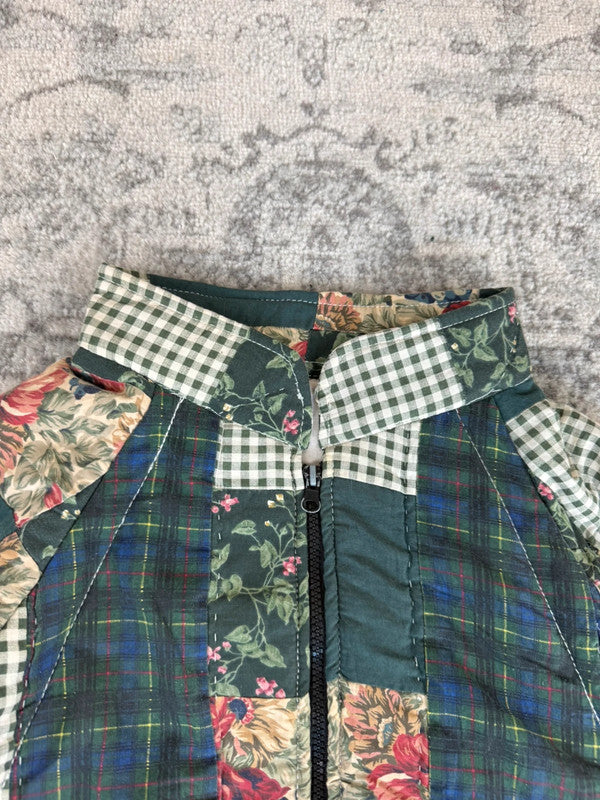 Veste en quilt crop style sportswear design unique vintage fait main upcyclé retravaillé n•670