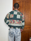 Veste en quilt crop style sportswear design unique vintage fait main upcyclé retravaillé n•671