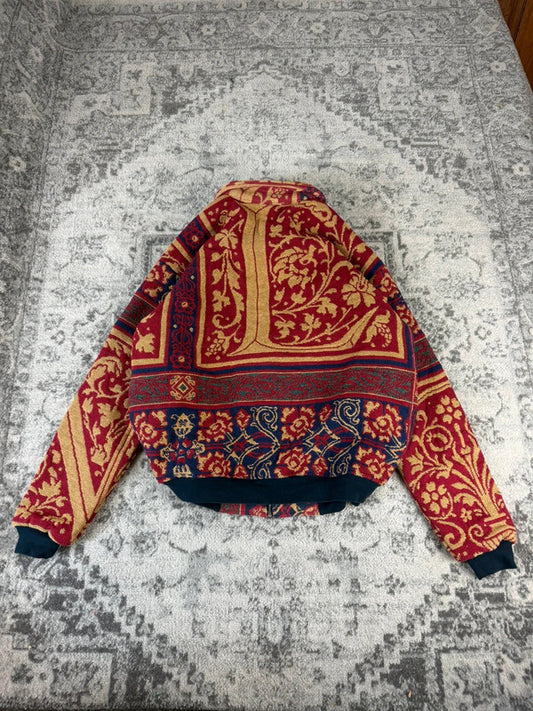 Veste en tapisserie design unique vintage fait main upcyclé retravaillé tissé taille XXL n•772