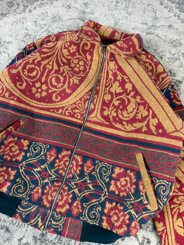 Veste en tapisserie design unique vintage fait main upcyclé retravaillé tissé taille XXL n•772