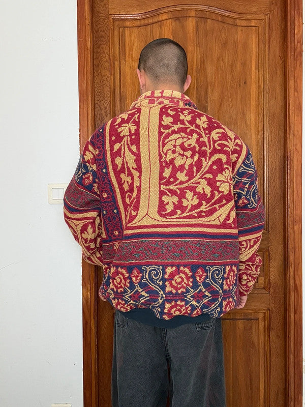 Veste en tapisserie design unique vintage fait main upcyclé retravaillé tissé taille XXL n•772