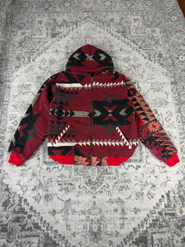 Veste en tapisserie design unique vintage fait main upcyclé retravaillé tissé taille XS n•673