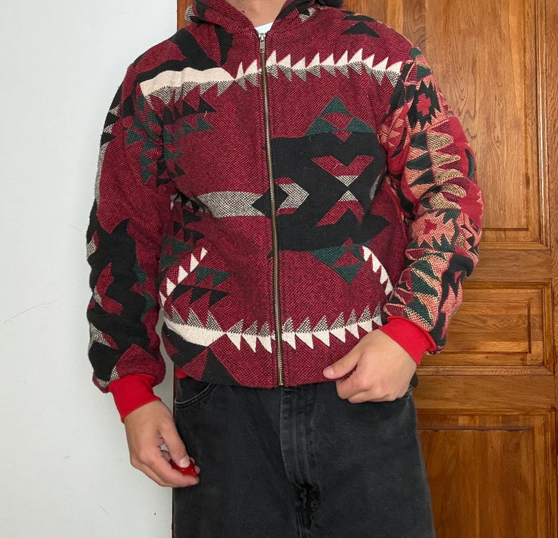 Veste en tapisserie design unique vintage fait main upcyclé retravaillé tissé taille XS n•673