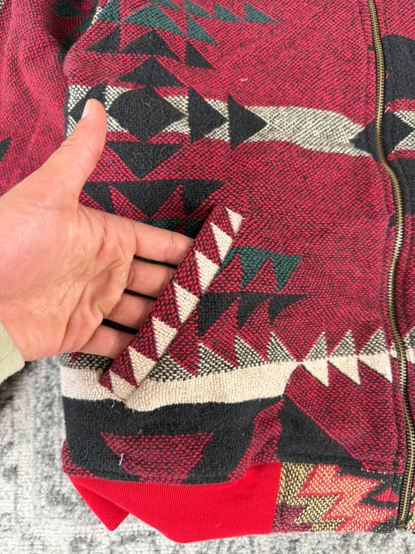 Veste en tapisserie design unique vintage fait main upcyclé retravaillé tissé taille XS n•673