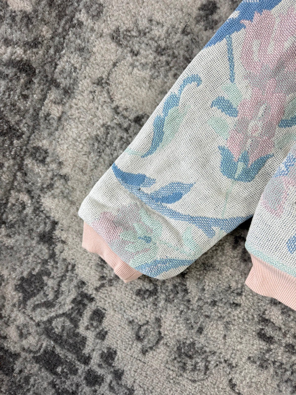Veste en tapisserie design unique vintage fait main upcyclé retravaillé tissé taille XS n•674