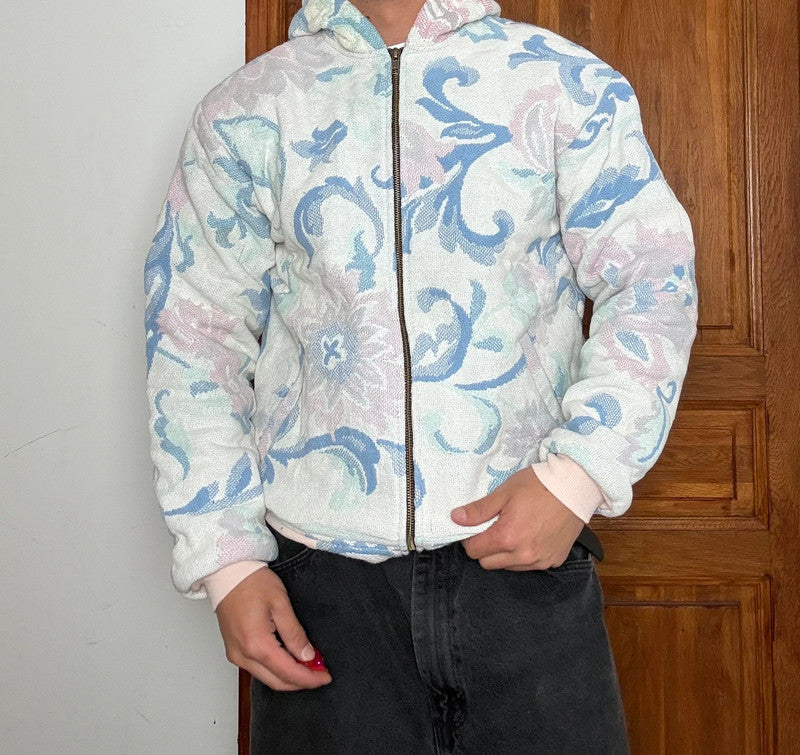 Veste en tapisserie design unique vintage fait main upcyclé retravaillé tissé taille XS n•674