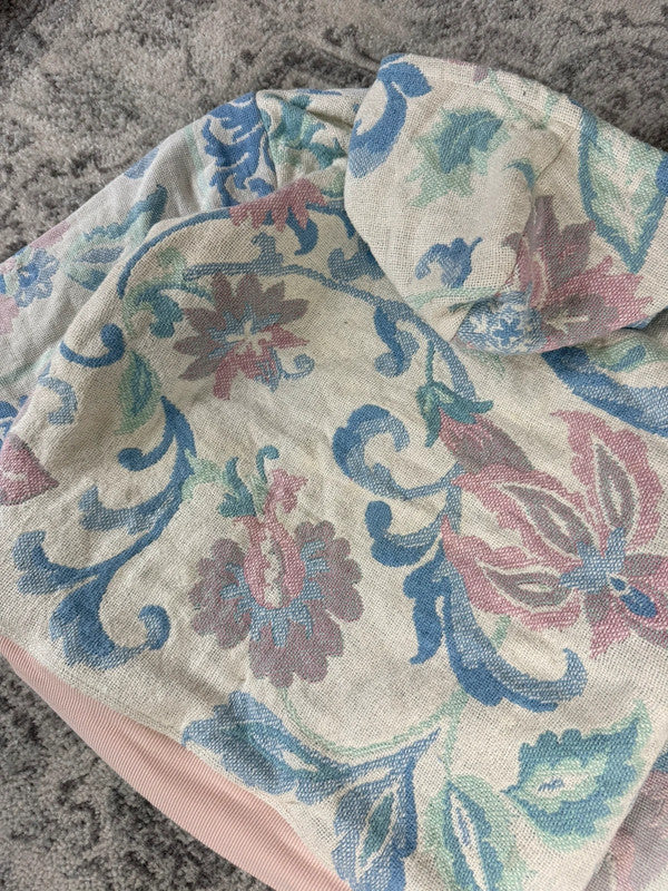 Veste en tapisserie design unique vintage fait main upcyclé retravaillé tissé taille XS n•674