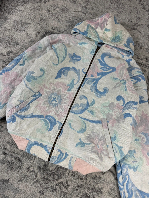 Veste en tapisserie design unique vintage fait main upcyclé retravaillé tissé taille XS n•674