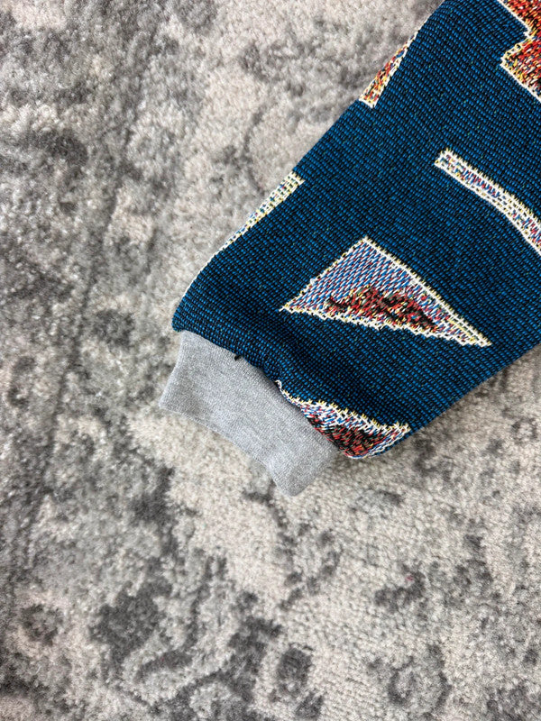 Veste en tapisserie design unique vintage fait main upcyclé retravaillé tissé taille XS n•677