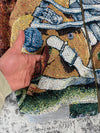 Veste en tapisserie design unique vintage fait main upcyclé retravaillé tissé taille XS n•677