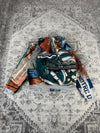 Veste en tapisserie design unique vintage fait main upcyclé retravaillé tissé taille XS n•677