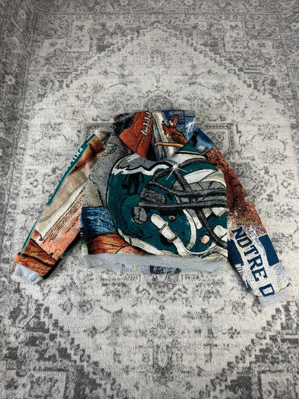 Veste en tapisserie design unique vintage fait main upcyclé retravaillé tissé taille XS n•677