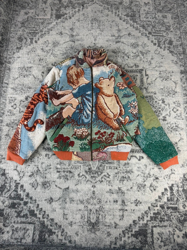 Veste en tapisserie design unique vintage fait main upcyclé retravaillé tissé taille XS n•678