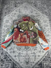 Veste en tapisserie design unique vintage fait main upcyclé retravaillé tissé taille XS n•678