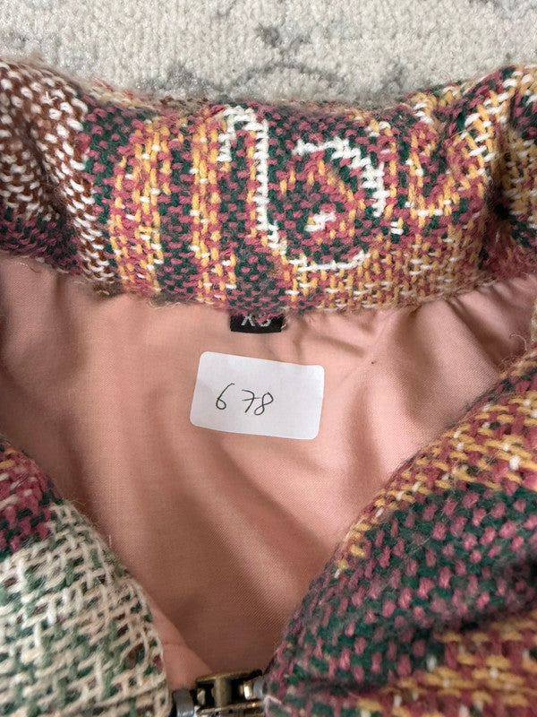 Veste en tapisserie design unique vintage fait main upcyclé retravaillé tissé taille XS n•678